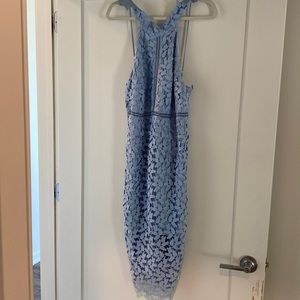 Pale blue open back dress